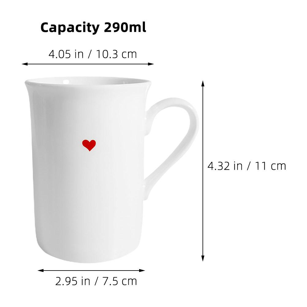 290Ml Lovely Porcelain Heart Mug Bone China Ceramic Coffee Cup for Hot Chocolate Tea Latte Office Home Use Breakfast Cup Heat