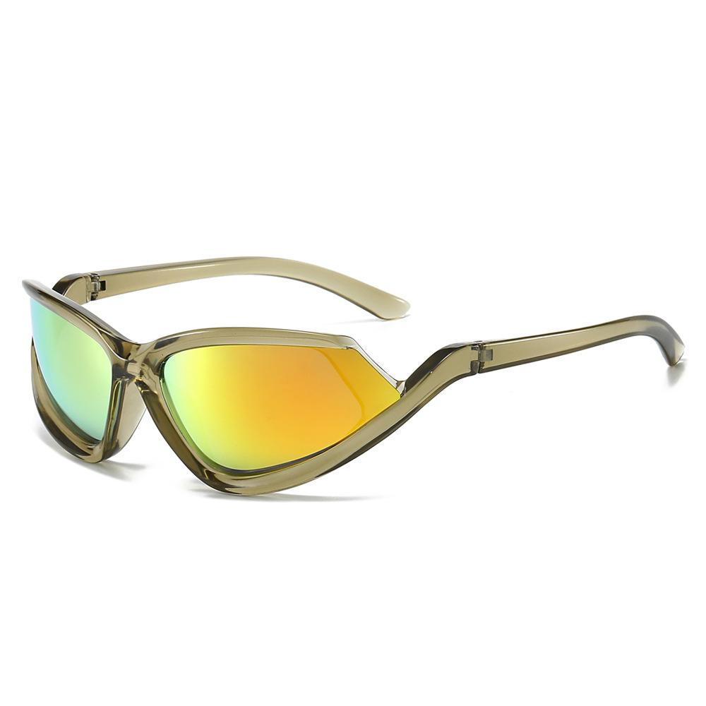 New cat eye sunglasses, European and American personalized YK colorful coated hip-hop sports fashion glasses