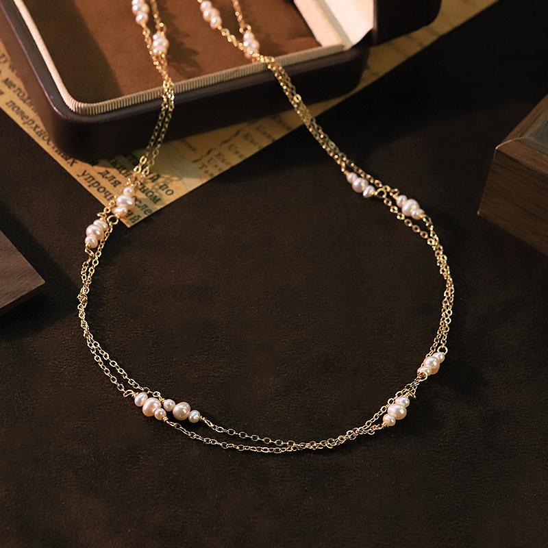Natural Freshwater Pearl Double-Layer Eyeglass Necklace for Women Sunglasses Eyewear Strap Holder Statement Fashion Jewelry