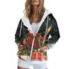 Женская рождественская печатная толстовка осень-зима с длинным рукавом кардиган куртка с карманами на молнии толстовка с капюшоном верхняя одежда