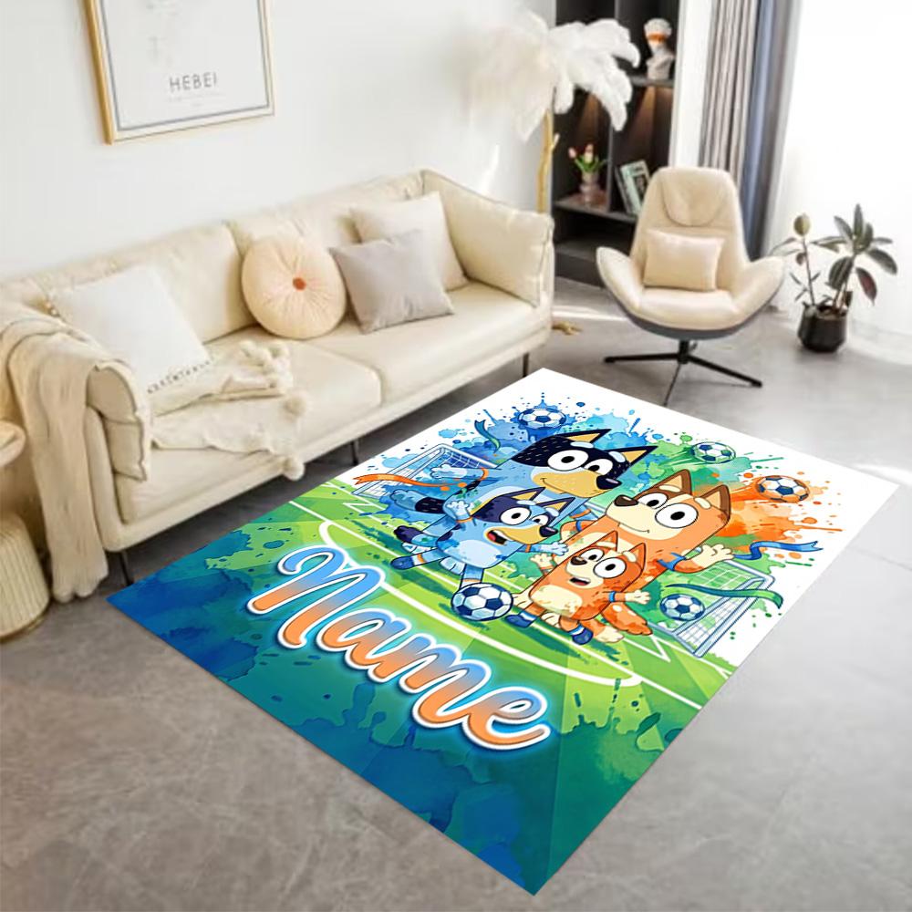 Rainbow Soccer Friends Customize Text Floor Rug Office Rug Suitable for Dining Room Kitchen Playrooms Study room Anti-slip Rug Decorate Offices