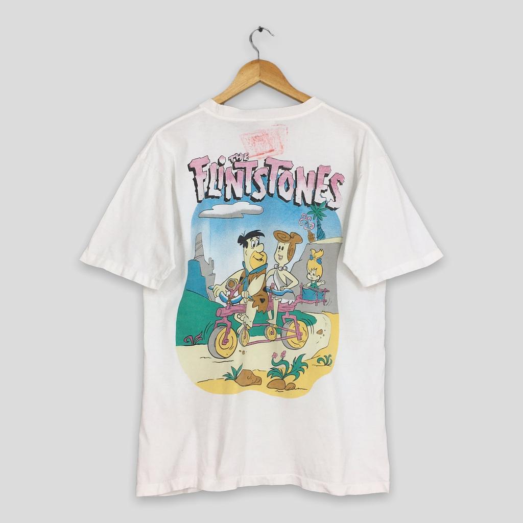 Vintage 90s The Flintstones American Sitcom Tshirt Medium 90s Fred Flintstone Cartoon Wilma Flintstone Hanna Barbera White Tee Size M