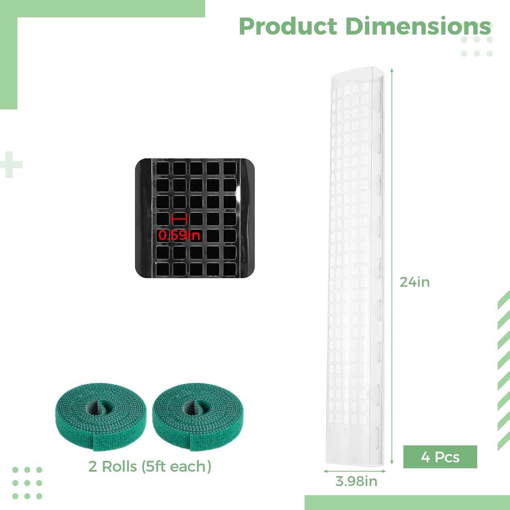 4 шт. пластиковых моховых столбиков, 24″ прозрачные палочки из сфагнового мха для комнатных вьющихся растений, штабелируемые полые опоры для растений с 10-футовыми стяжками, растительный мох