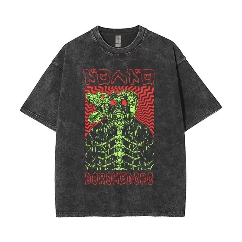 204. Washed Tee Anime Dorohedoro Graphic Kaiman Merch T Shirt Washed Vintage Gothic Manga Rock T-shirt High Street Oversized T-shirts oversize
