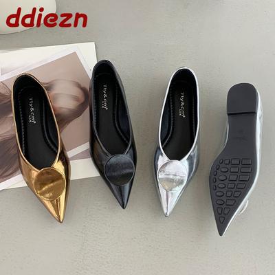 Мода Мода Остроносые Женские Балетки Обувь Слипоны Новинка 2025 Весна Лето Обувь Неглубокие Женские Балетки С Обувью Женские Шлепанцы