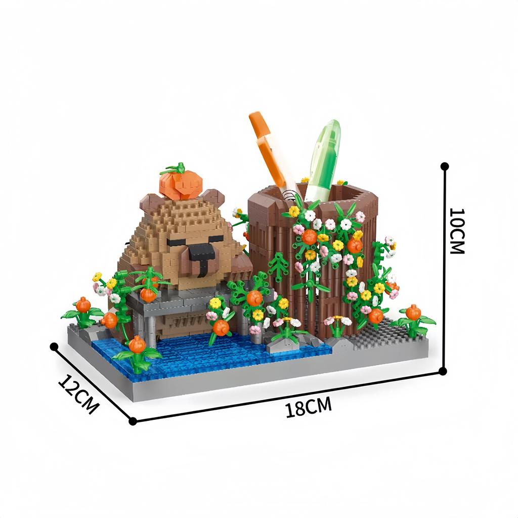 Модель подставки для ручек капибары, микро-мини строительные блоки - Идеально для любителей DIY, образовательная и декоративная игрушка для столов