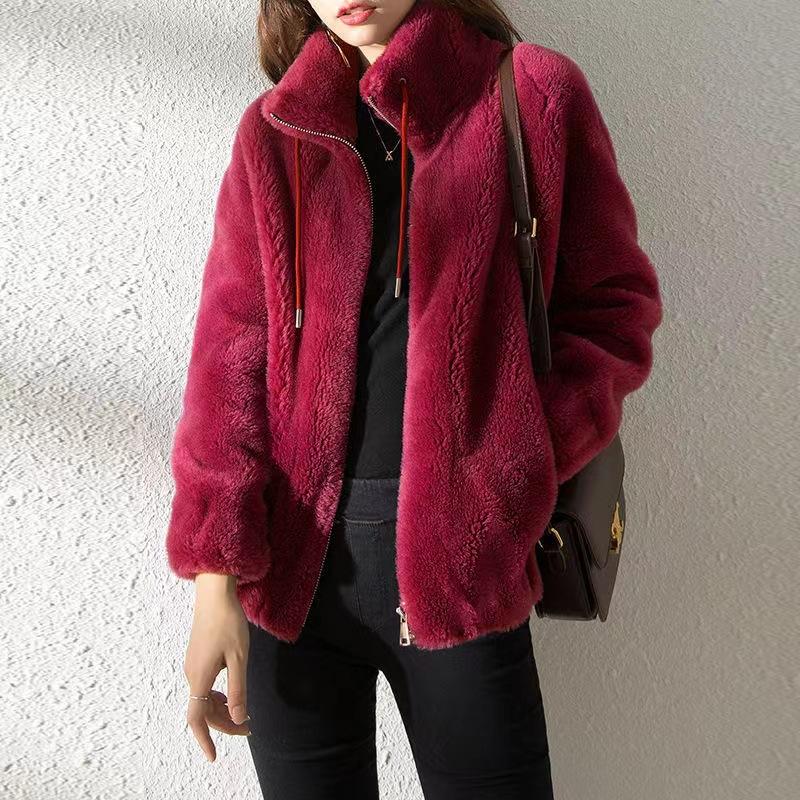 Fleece Thickened Jacket Women's Tide Winter Double-sided Fleece Warm Turtleneck Sweater Women's Cardigan Zipper Fleece Clothes Women's