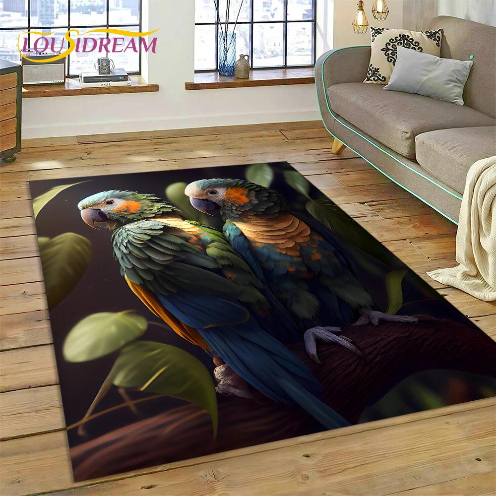 Cute Dream Birds Parrot Peacock Cartoon Rug Carpet for Living Room Bedroom Decor,floor Mat Non-slip Decoration for Sofa Doormat