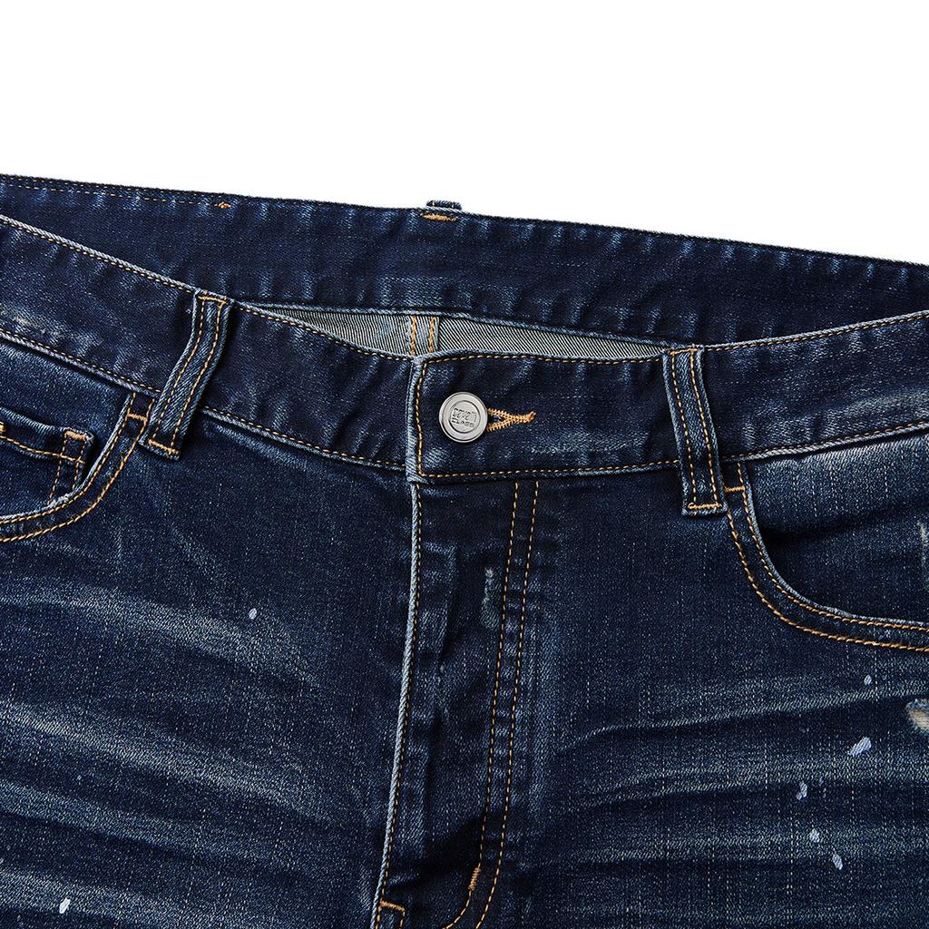 [Simple tassel fashion hole] Spring clothing, paint spray printed men's jeans