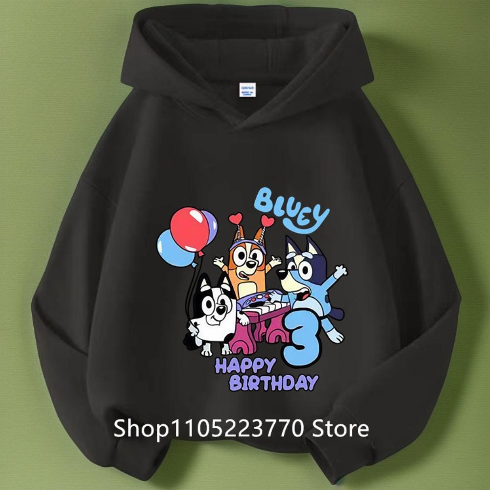 Детская толстовка с капюшоном Bluey Осень Зима Теплая Мягкая Пуловер Удобная Одежда для Игр для Мальчиков Девочек