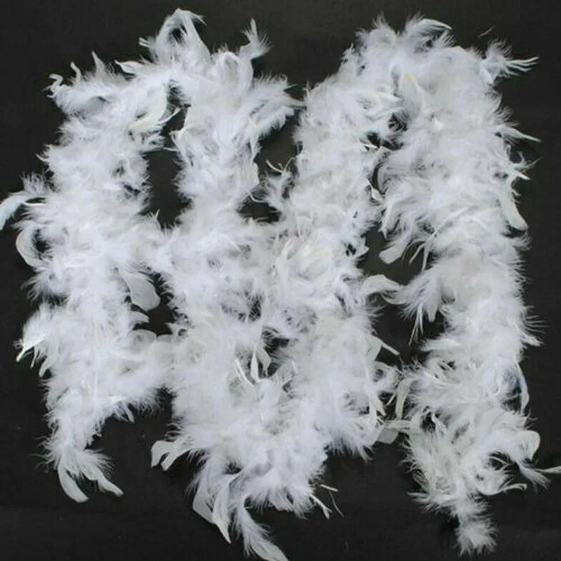 2m Natural Feather Boa Strip Xmas Ribbon Party Garland Decor Christmas Tree White Diy Craft Wedding Supplies Grament Accessaries