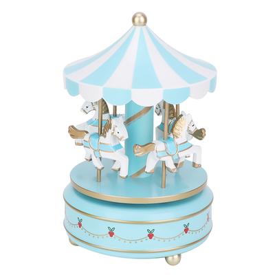 Merry GO Round Музыкальная шкатулка Карусель Подарок Рождество Свадьба День рождения Подарок Декор Синий