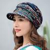 Short Brim Warm Foldable Earflap Women Cap Ethnic Style Floral Print Autumn Winter Hat Daily Clothing