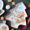 Christmas Series 3D Pine Tree Golden Painting Christmas Series Meal Plate Candy Dessert Ceramic Plate