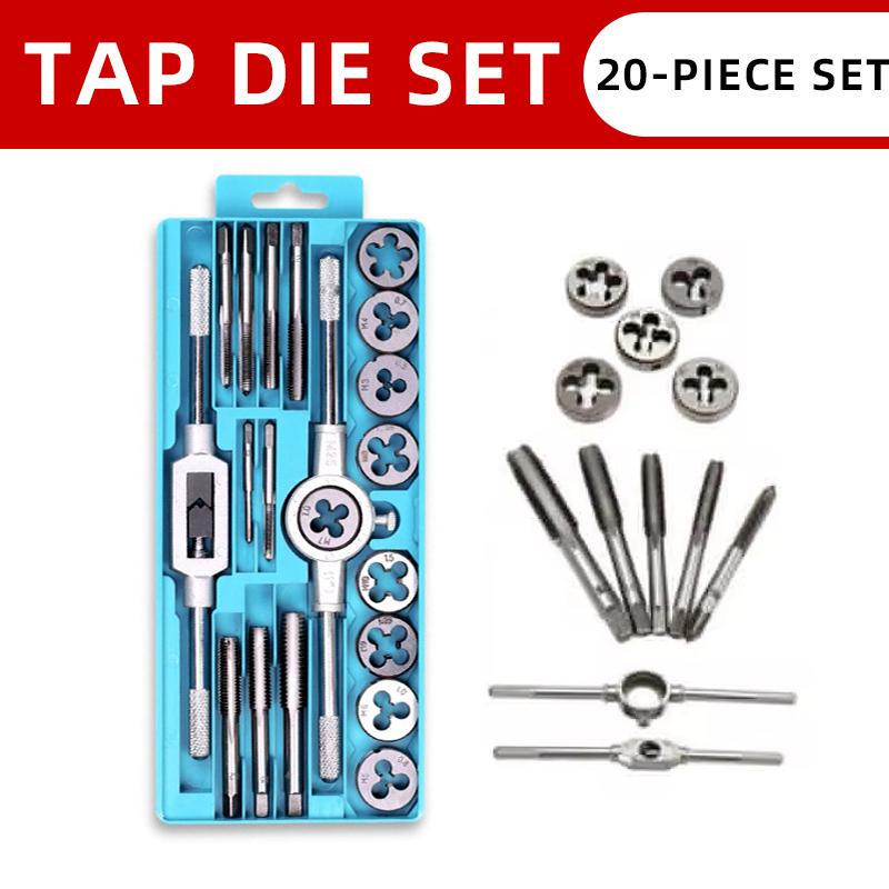 Многофункциональный набор из 8/12/20 шт. ручных метчиков и плашек с метрической резьбой M3-M12, прямые конические развертки
