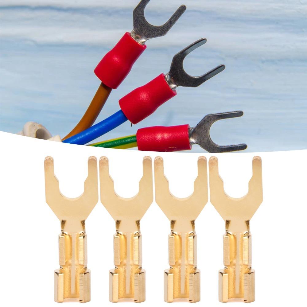 4PCS 45 Degree Fork Spade Speaker Connector Pure Copper Fork Speaker Wire Connector For Amplifiers