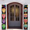 1 Pair Halloween Banner Spooky Skull Pattern Halloween Door Couplets Festival Flag for Home Party Decoration