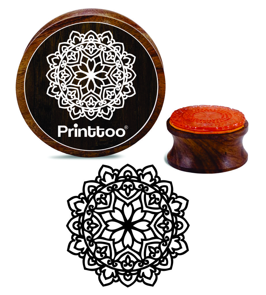 Printtoo Christmas Secret Santa Gift Stamp Деревянные резиновые круглые цветочные мандалы Stamps-2
