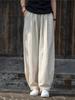 Johnature Women Loose Cotton Linen Casual Pants Solid Color Elastic Waist Lantern Pants Spring Female Trousers