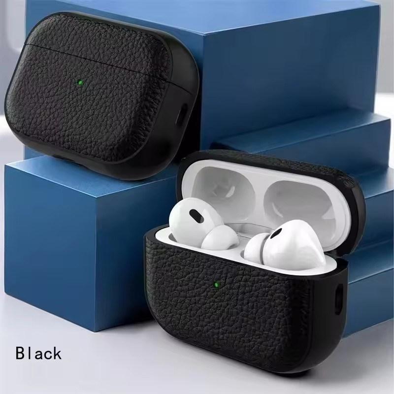 Чехол из кожи с текстурой для Apple Airpods 1/2 3 4 Pro 2 Wrieless Bluetooth Earphone Protective Cover Anti Lost Headphone Bag