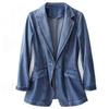 Vintage Suit Women Jeans Jacket Casual Tops Loose Short Denim Blazer Outwear Female Cowboy Basic Coat Spring Autumn