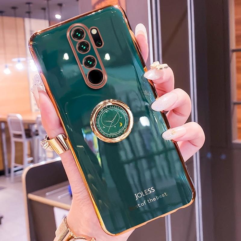 Роскошный зеркальный чехол с кольцом-держателем для Xiaomi Redmi Note 8 Pro Note8 T 8t 8pro 9 9T K40 K30, мягкая силиконовая задняя крышка с покрытием-подставкой