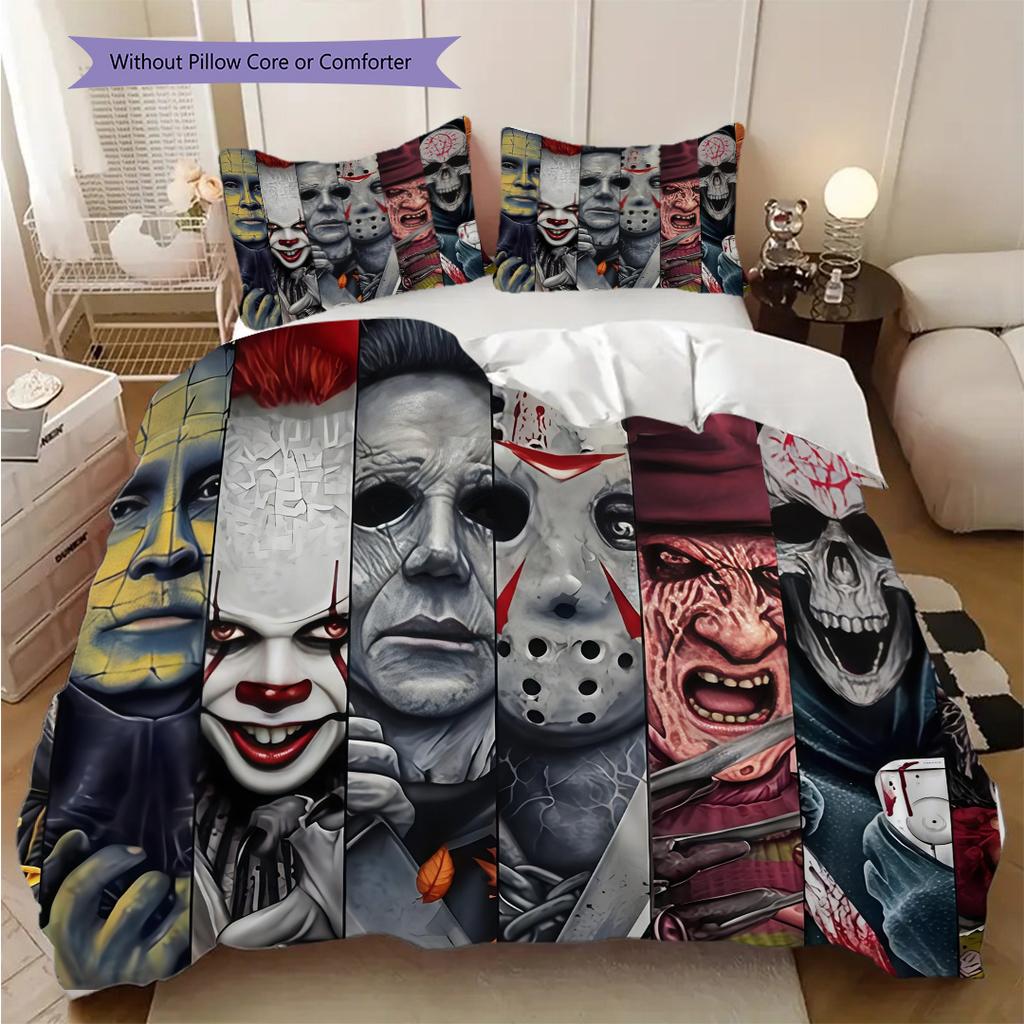 Halloween Horror Poster Bedding 1 Duvet Cover 2 Pillowcase Without Core Duvet Cover And Pillowcase Bedding Set Soft And Comfortable