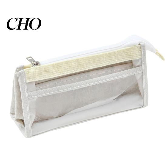 Fresh Color Stationery Bag Transparent Mesh Pencil Case for Middle School Students Large Pouch Capacity Multilayer Storage with Compartments