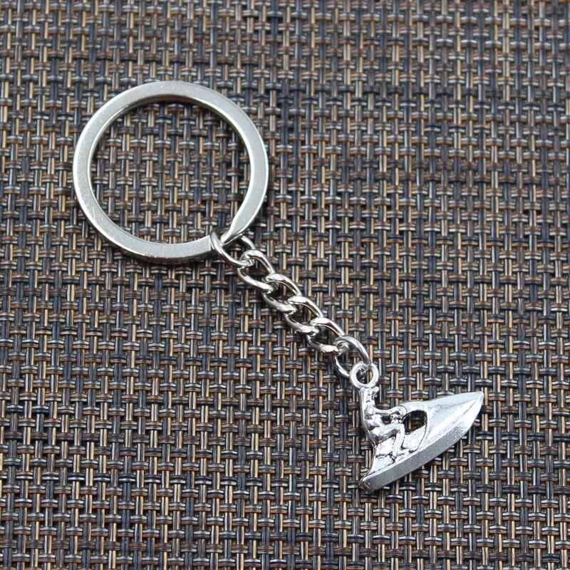 Fashion Keychain 18x24mm Motorboat Yacht Houseboat Silver Color Pendants DIY Men Jewelry Car Key Chain Ring Holder Souvenir Gift