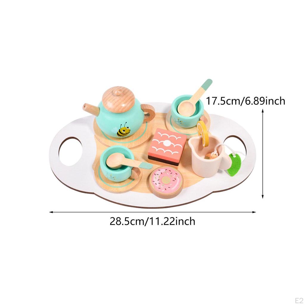 Wooden Tea Set Pretend Play Role Playing Creative Princess Party Time Kitchen Accessories for