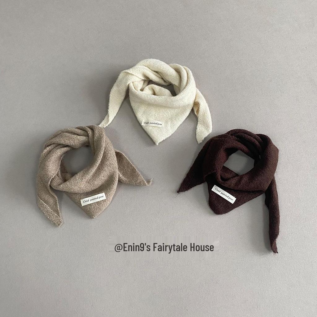 Унисекс Вязаный Шерстяной Шарф для Детей - Теплый, Ветрозащитный, Дизайн в виде Перекрещенного Треугольника для Осени и Зимы