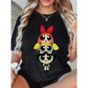 European size - The Powerpuff s Women'S L-5XL Oversized T-Shirt - Blossom, Buttercup Bubbles Graphic Print, Retro Cartoon Short Sleeve Round