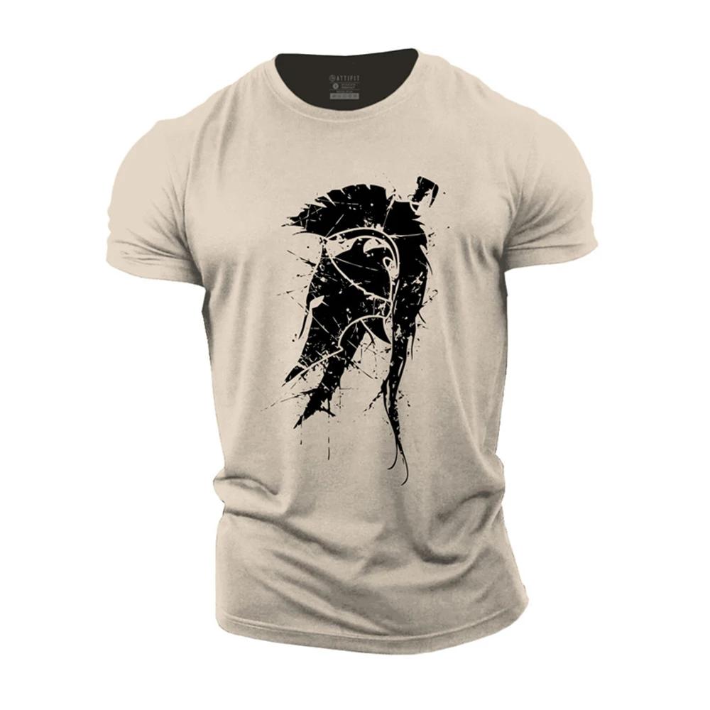 Men's Short Sleeved T-shirt Spartan 3D Graphic Shirt Round Neck Large Clothes Men's Casual Tshirt