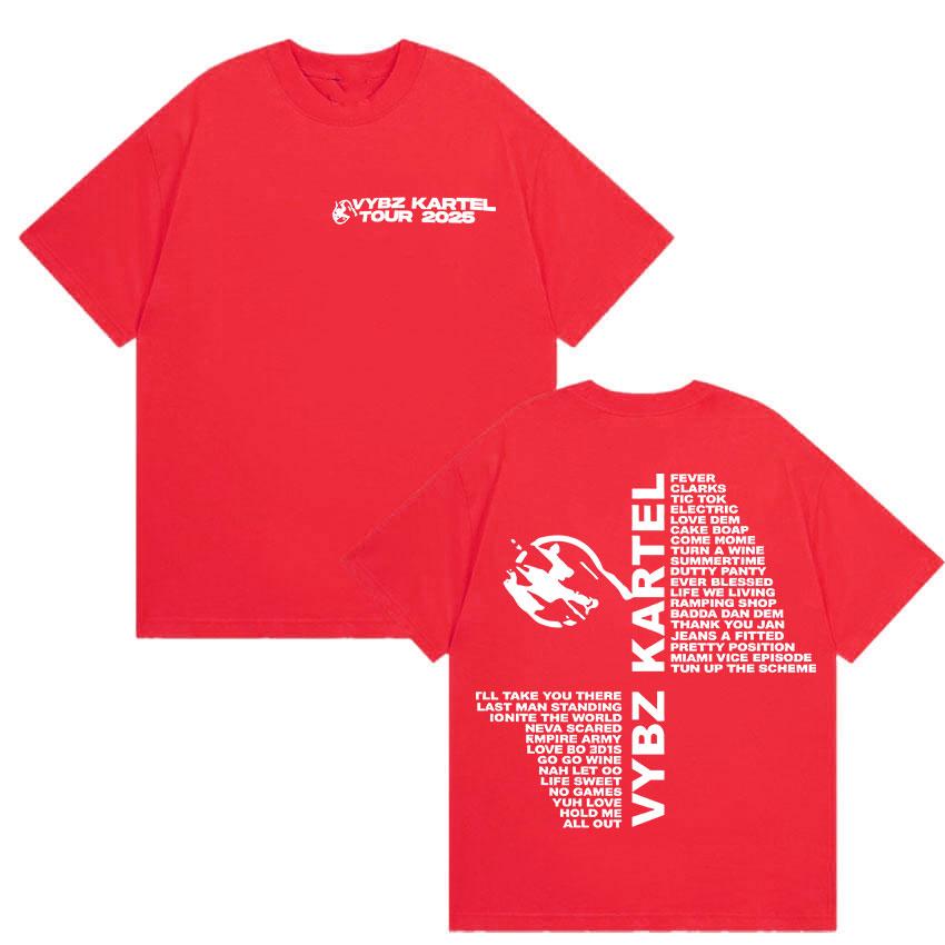 Тур рэпера Vybz Kartel 2025 Футболки с новым альбомом Мужская женская мода Футболка Харадзюку Повседневные футболки с коротким рукавом Хит продаж Уличная одежда