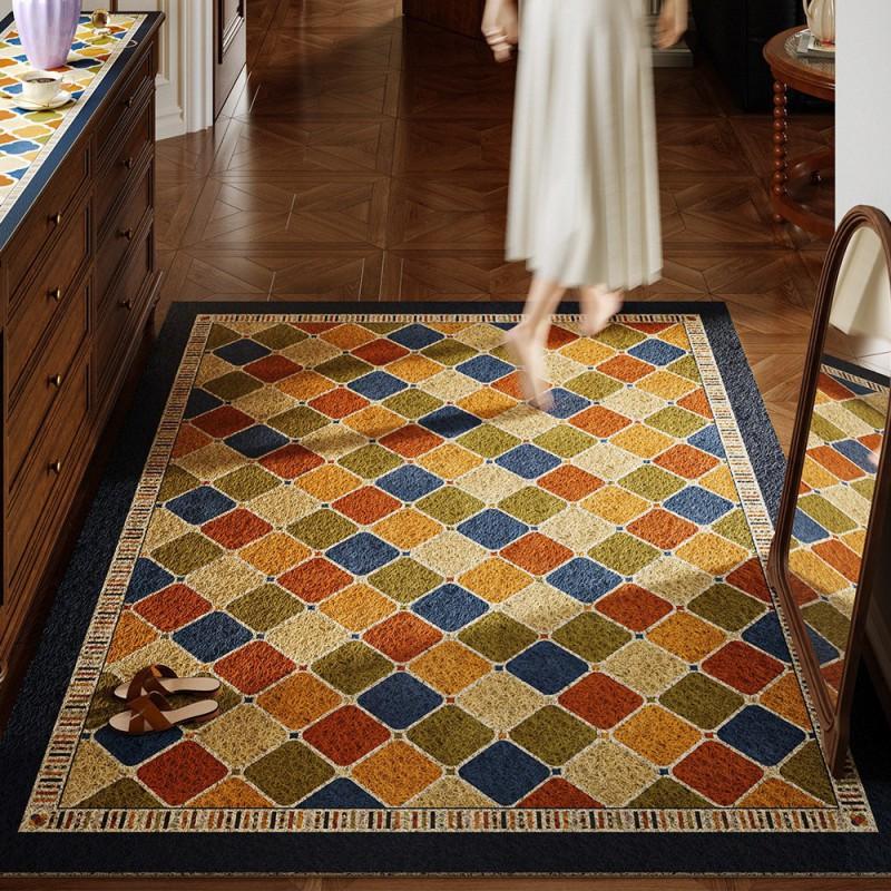 Retro Style Door Mat Entrance Dustproof Stain Resistant Easy Clean Cuttable Non Slip