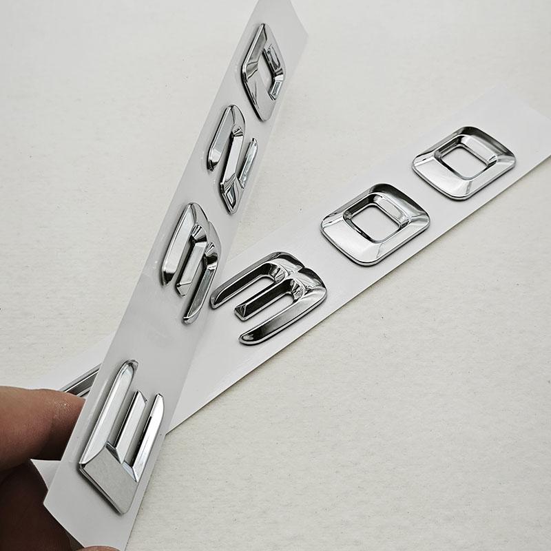 For Mercedes Benz E Class E320 E300 E220 E200 Rear Trunk Badge Emblem Decals Car ABS Chrome Logo Auto Exterior Accessories AB1