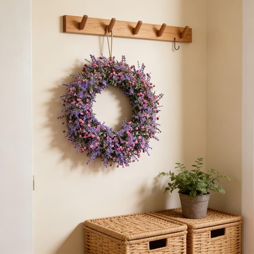 Lifelike Artificial Lavender Wreath Plastic Door Hanging Wreath Front Gate Wreath Office Decor