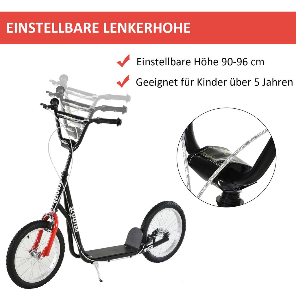 Kids Scooter with Brake Height-Adjustable Lightweight Black