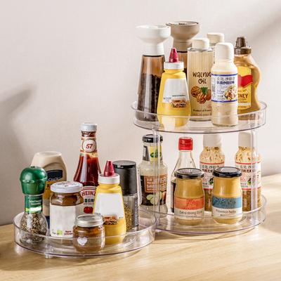 Прозрачная полка для специй Lazy Susan, поворотный многослойный держатель для специй, вращающийся на 360 градусов, кухонный органайзер для столешницы