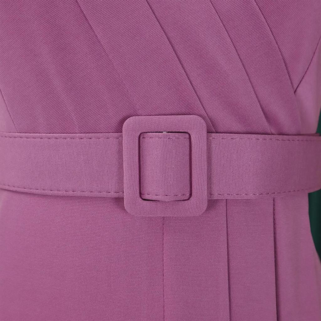 D504 Женское однотонное платье-карандаш с V-образным вырезом - Лето 2024 г. С короткими рукавами, стиль OL