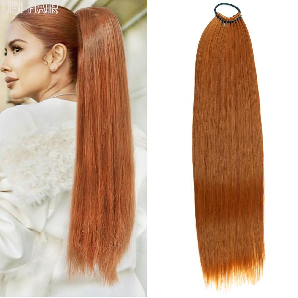 MERISIHAIR Синтетический конский хвост с эластичными резинками для волос Длинные прямые накладные хвосты Элегантные накладные волосы для женщин Повседневное использование Аксессуары для волос