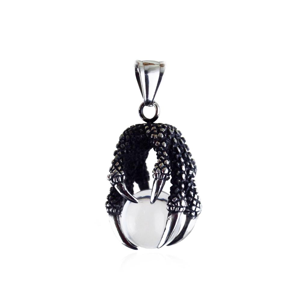 Классическое властное ожерелье из нержавеющей стали с когтем дракона для мужчин и женщин, кулон с камнем, локомотивный амулет, ювелирное изделие