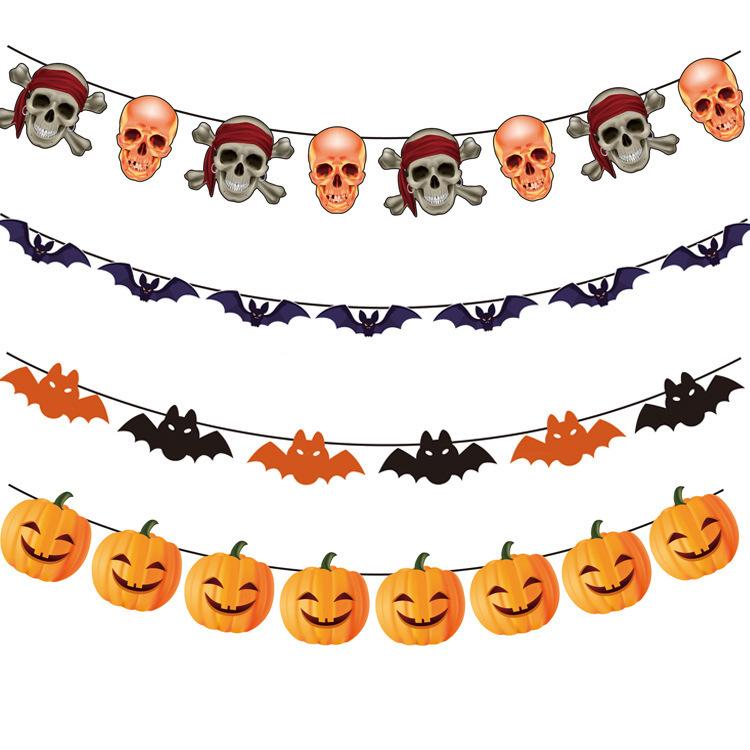 Halloween Shopping Mall School Party Arrangement Skull Pumpkin Bat Flag Latte Flower Custom Style