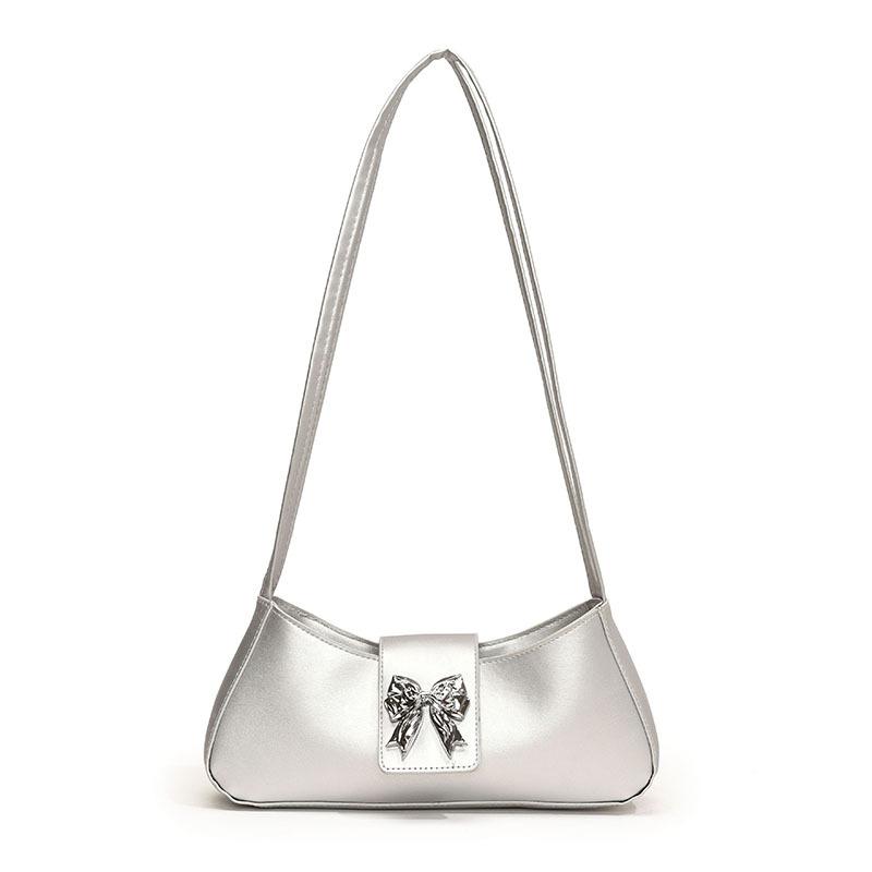 Женская персонализированная сумка-мессенджер 2024 года, летняя новая повседневная корейская версия, сумка-полумесяц, модная простая сумка через плечо с бантом