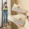 Women Black White Platform Canvas Shoes Sneakers Lace Up Comfortable Shoes Fashion Outdoor Versatile Sport Vulcanize Shoes