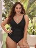 New Swimsuit Women's European and American Plus Fat Plus Size One-piece Pleated Cross-looking Thin and Tight Sexy Swimsuit