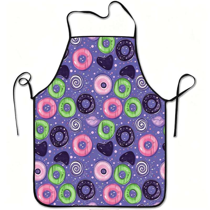 1pc. The Colorful Candy Donut Design Apron Is Made of Durable and Easy-to-clean Material, Featuring an Adjustable Belt. It Is Su