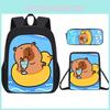 Capybara Educational Backpack Set With Large Capacity And Breathable Back Support