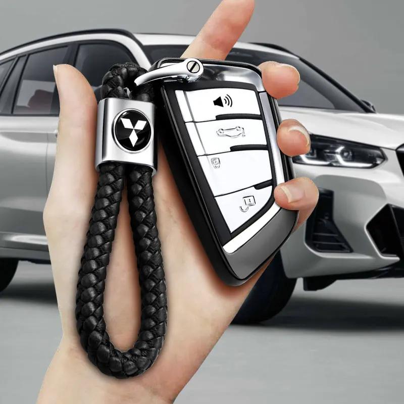 bljm6 For Mitsubishi Outlander Lancer 9 ASX RALLIART Eclipse L200 Pajero Car Keychain Car Emblem Keyrings Key Case Car Accessories
