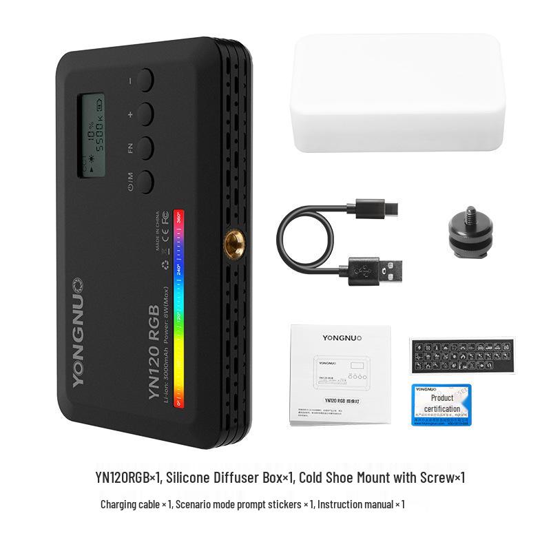 Портативный светодиодный свет Yongnuo YN120 RGB - Регулируемая цветовая температура для прямых трансляций и влогов